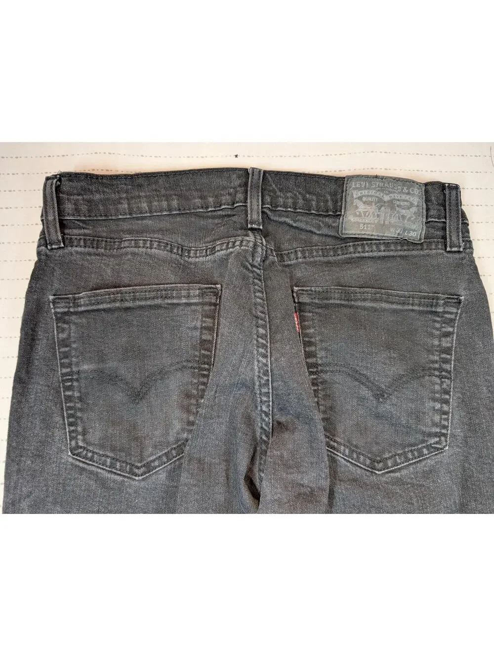 Levi's 511 Slim Fit Charcoal Black Denim Distressed Tapered Jeans Mens 33x30